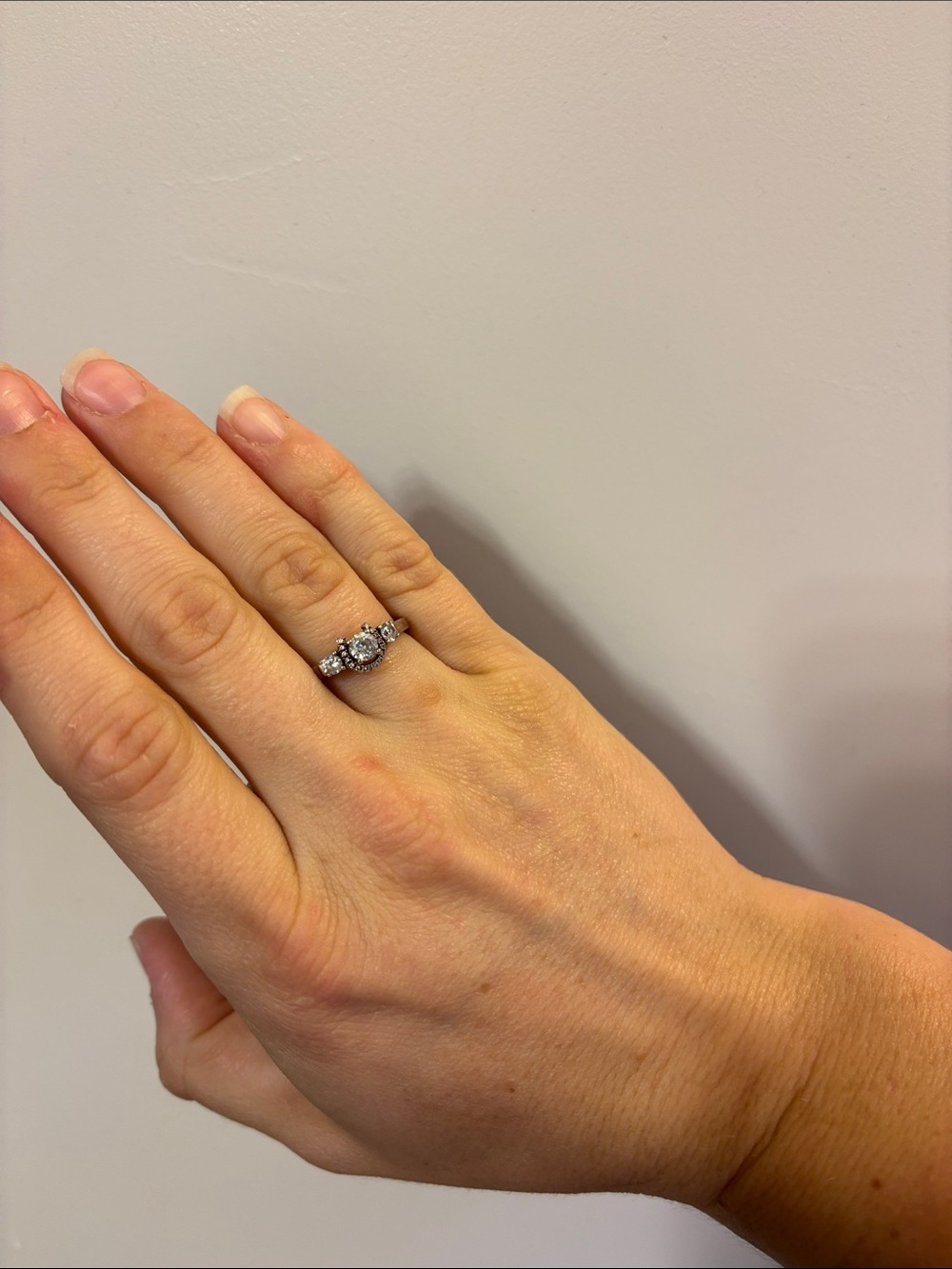 Silver 3 stone Horseshoe Promise Ring